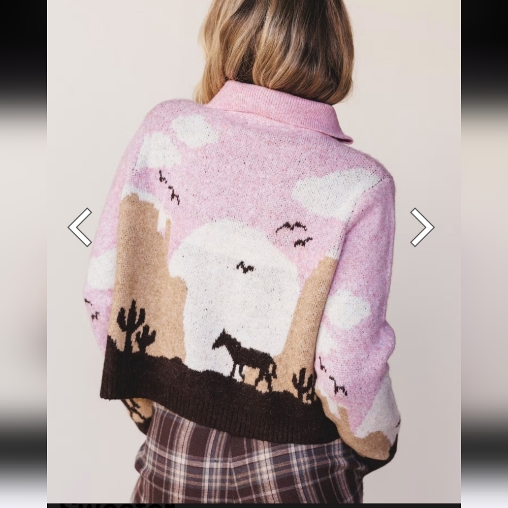 NWT Viral Desert Sunset Cardigan Pink - Picture 3 of 8